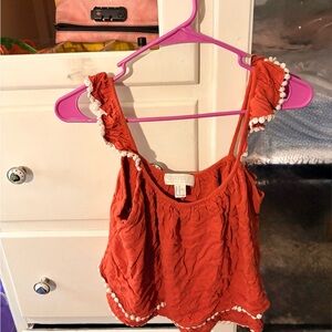 Forever 21 Orange Ruffled Crop Camisole